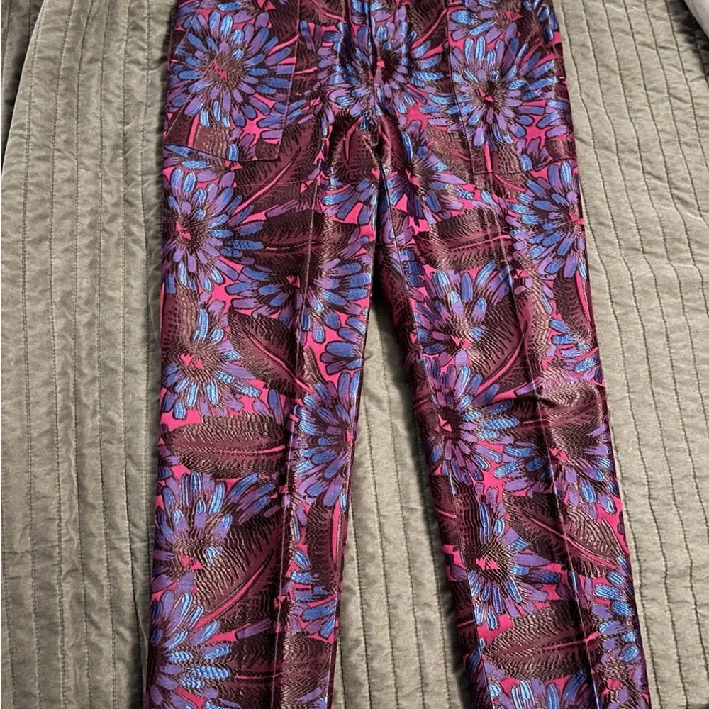 J. Crew Purple and Blue Midnight Floral Cropped Garden Pants - Picture 2 of 6